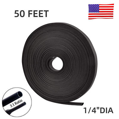 Heat Shrink Tubing 1/4 Inch  Roll 50 Ft - 3:1 Shrink Ratio Connection Kit Marine