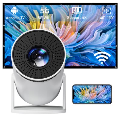 4K Smart Mini Beamer with 5G WiFi/ Bluetooth Portable Projector for TV Stick/PS5