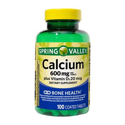 Calcium 600 Mg Vitamin D3 800 IU Bone Muscle Nerve Health Support, 100 Tablets