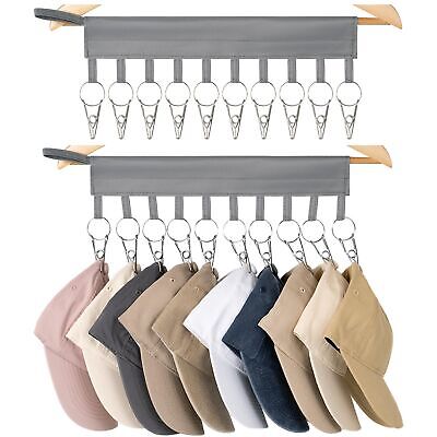 Hanger Rack For Baseball Caps Closet Organizer With 10 Clips