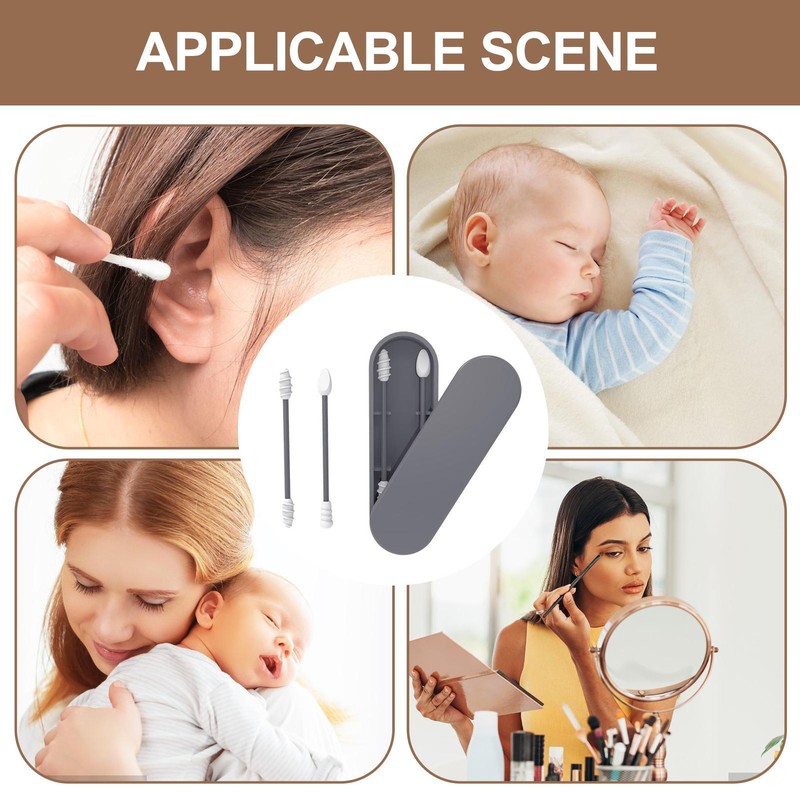 2pcs Silicone Cotton Swab Reusable Q-tips For Ears BPA Safe Soft Makeup Removal