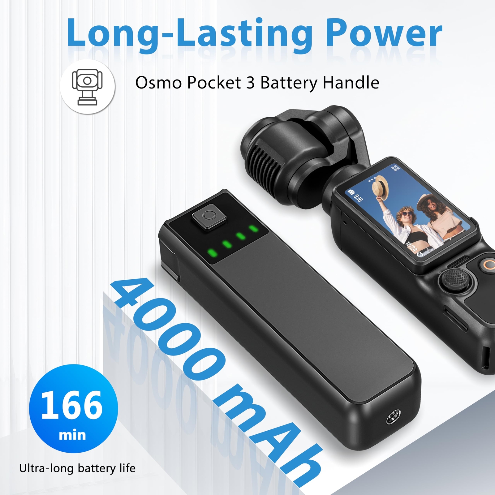 4000mAh Power Bank for DJI OSMO Pocket 3 Extension Rod Fast Charge Battery Grip