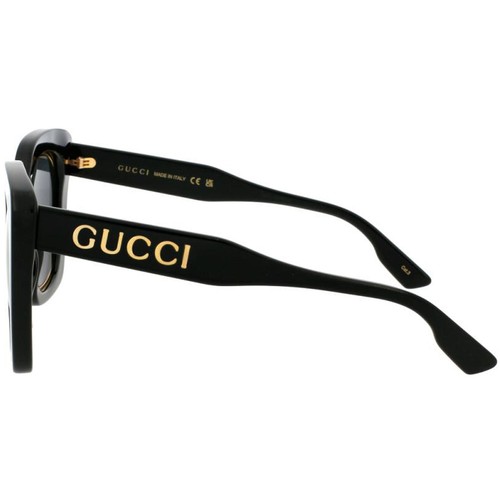 Pre-owned Gucci Women's Sunglasses Grey Nylon Lens Shiny Black Plastic Frame Gg1151s 001 In Gray