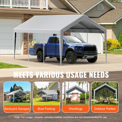 VEVOR Carport Replacement Canopy Car Shelter Tent Cover 10 x 20 ft Grey