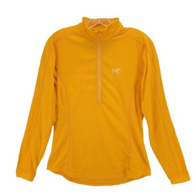 ARCTERYX Delta LT 1/4 Zip Top Waffle Knit Polartec Yellow/Orange Women's MEDIUM