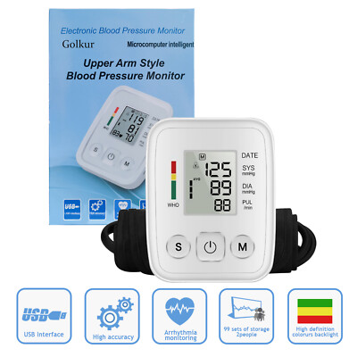 LCD Blood Pressure Monitor Digital Cuff BP Pulse Heart Meter Machine Detection