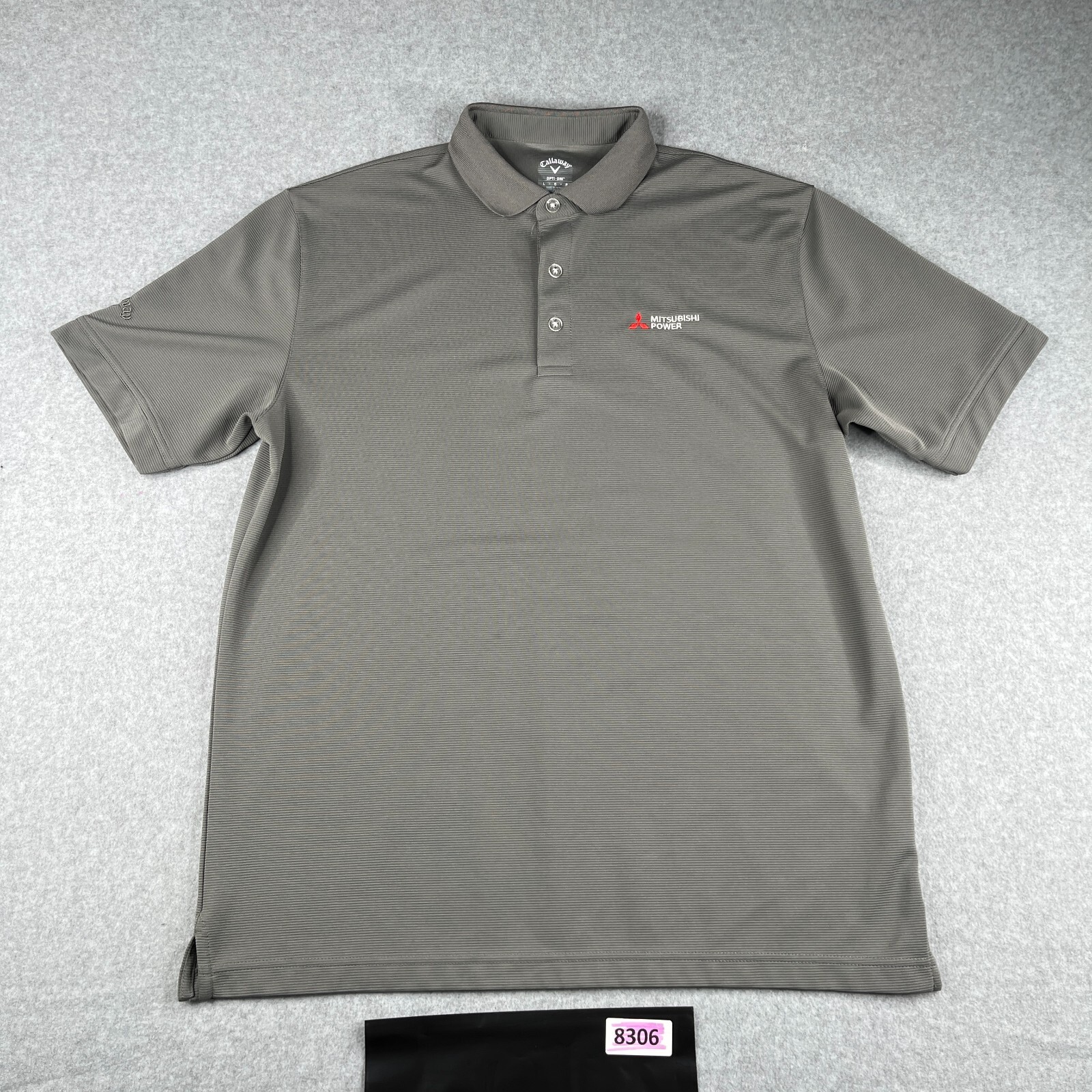 トップス POWER SHOULDER POLO TOPS Callaway Polo Shirt Large Gray Mitsubishi Power Logo Work