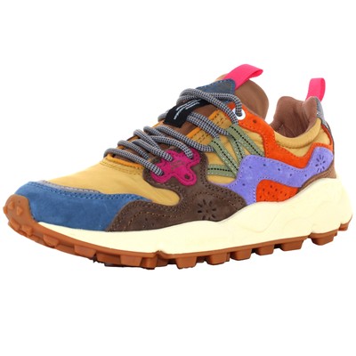 Pre-owned Flower Mountain A24us Women Low Sneakers 0012017818.01.2c99 Yamano 3 Uni In Blue / Yellow