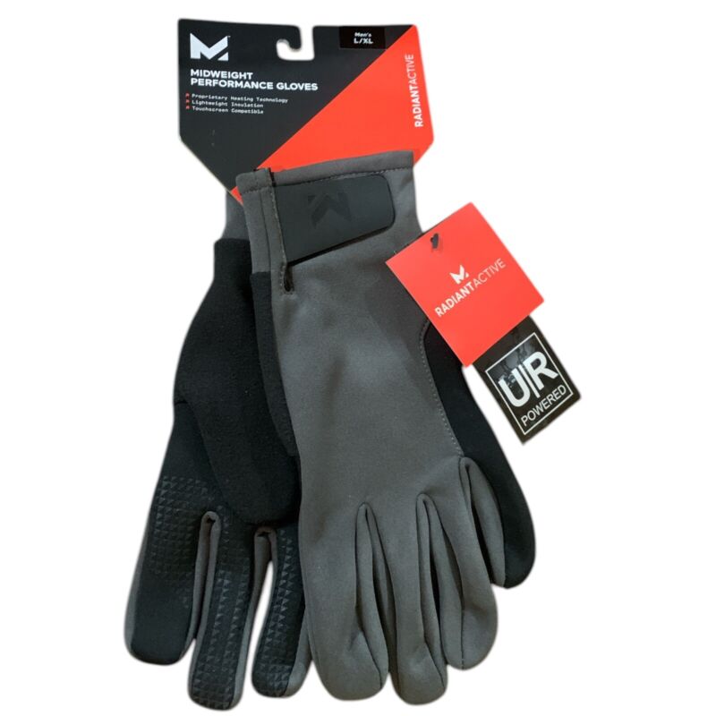 Mission Radiant Active Large/x-large Gray /Black Polly Gloves, U/R Powered