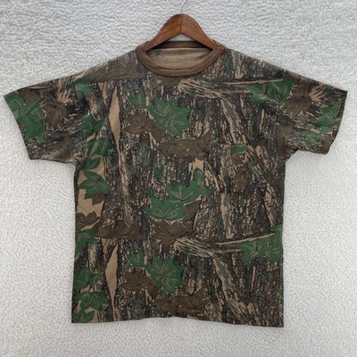 Vintage Trebark Camo Shirt Mens Large* Ringer Tee Outdoor Hunting Gorp 80s 90s