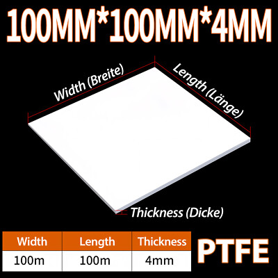 PTFE White Sheet 0.5mm to 30mm Thick Various Sizes 100mm to 300mm
