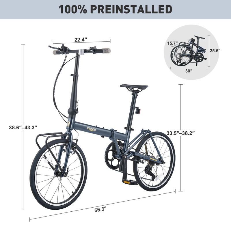 Secondhand 20 Inch Folding Bike wChromoly Steel Frame 7 Speed Front Storage Rack