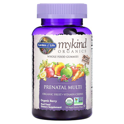 MyKind Organics, Prenatal Multi, органические ягоды, 120 веганских жевательных драже