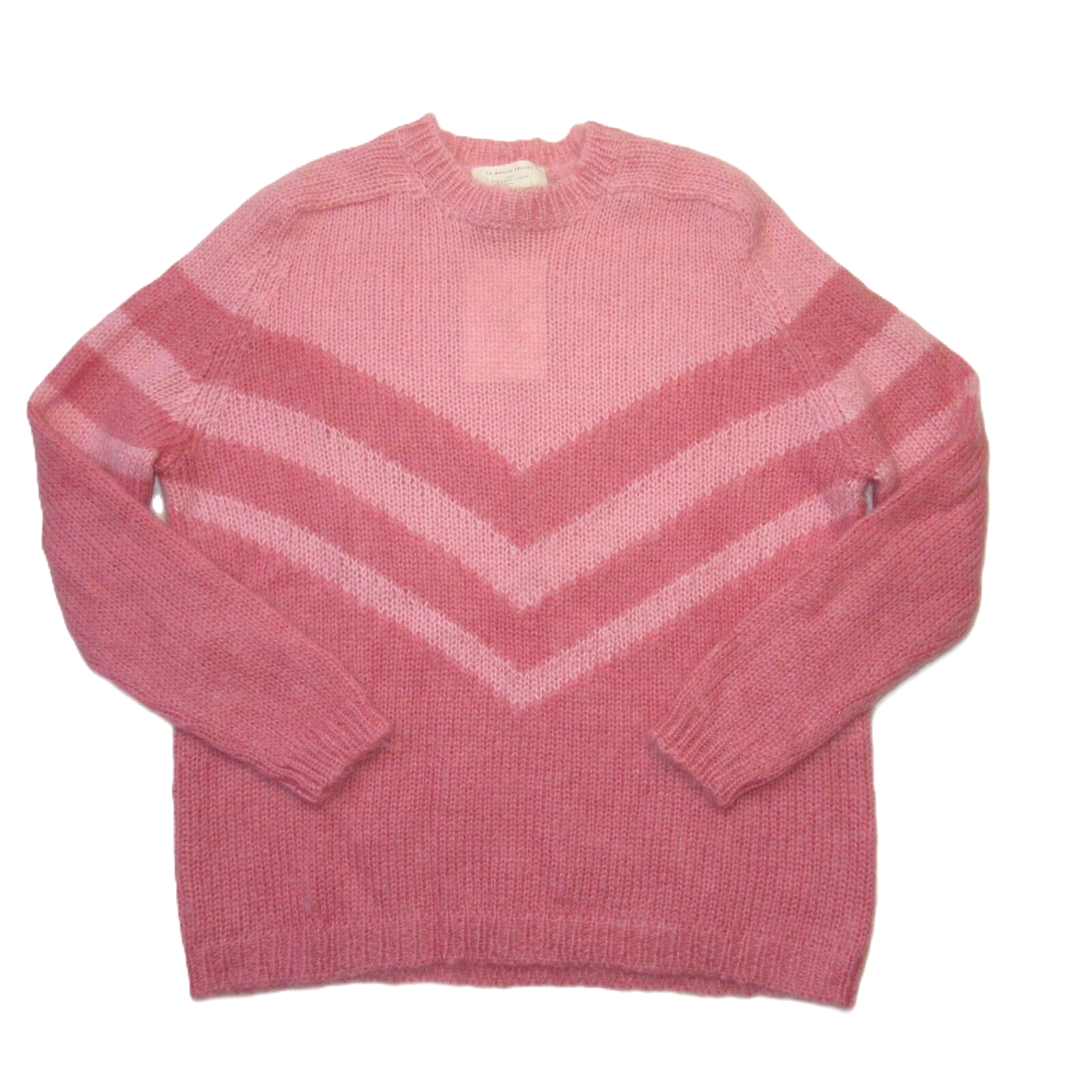 NWT Sezane Joy Jumper in Rose Pink Chevron Mohair Wool Blend Knit