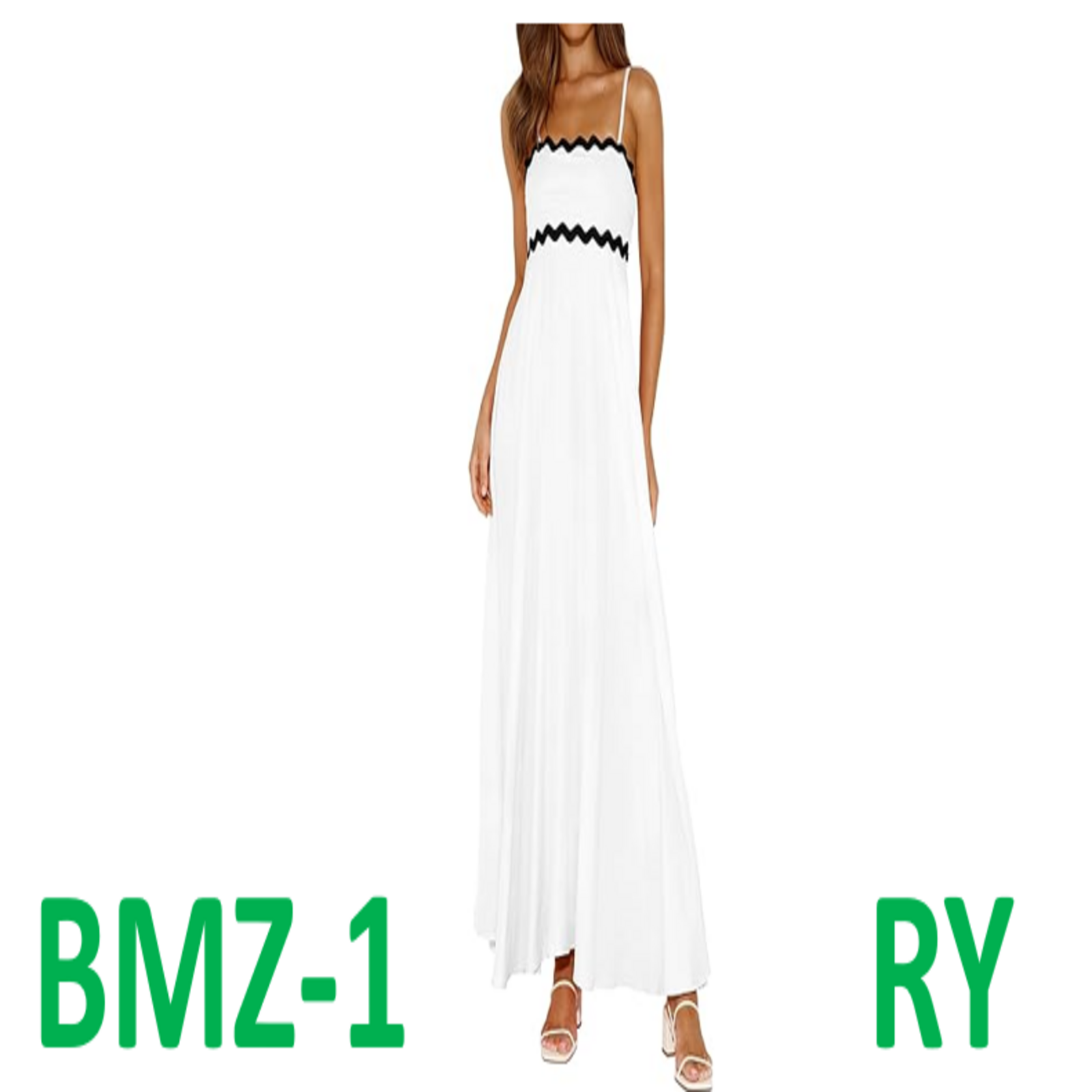 PRETTYGARDEN Womens Spaghetti Strap Maxi Dresses 2024 Summer Casual, white, S