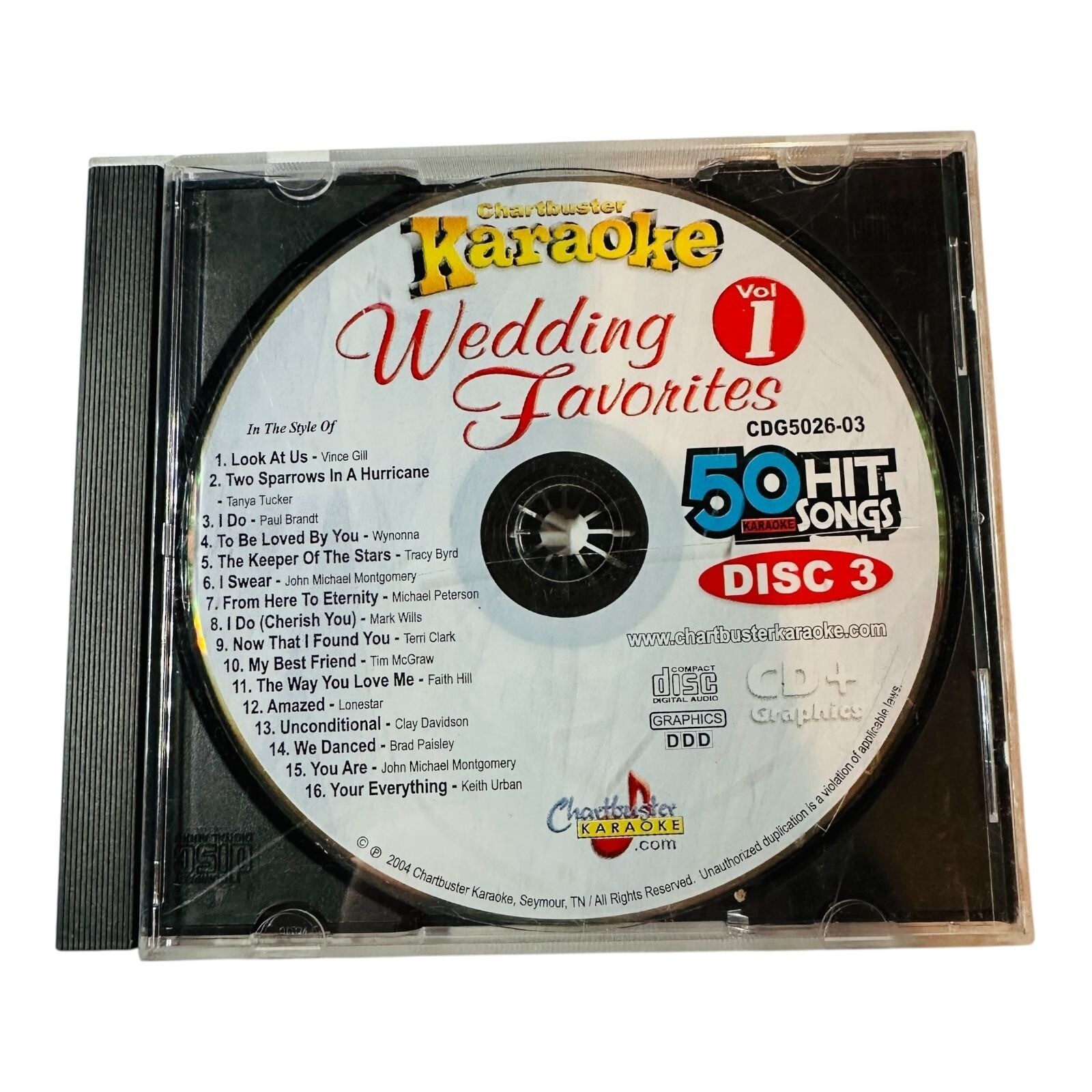 Chartbuster Karaoke Wedding Favorites CD Disc 3 Vol 1 Featurin...
