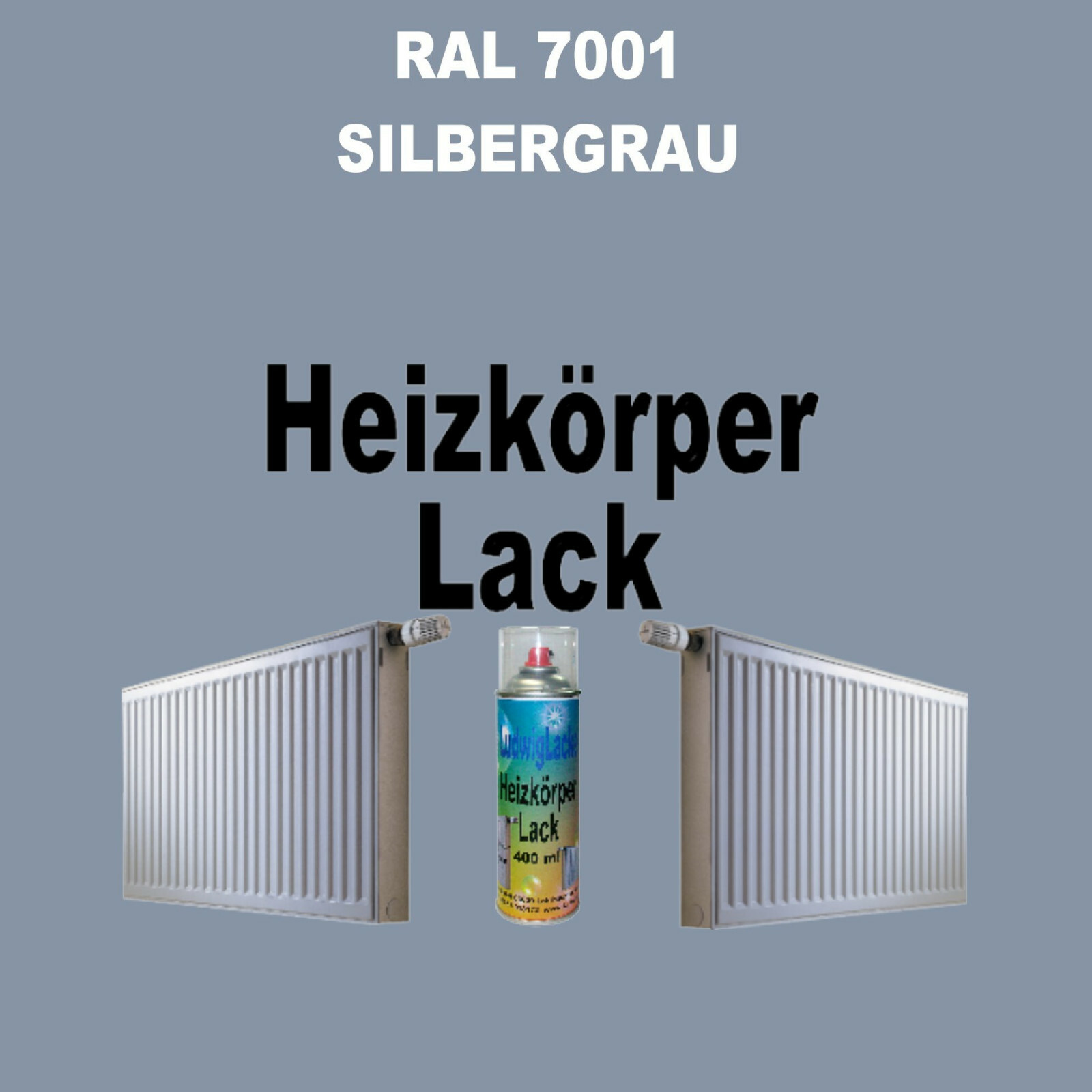 LudwigLacke Heizkörperlack Spray – 400 Ml, RAL 7001 Silbergrau, Wärmebeständig, Made In Germany