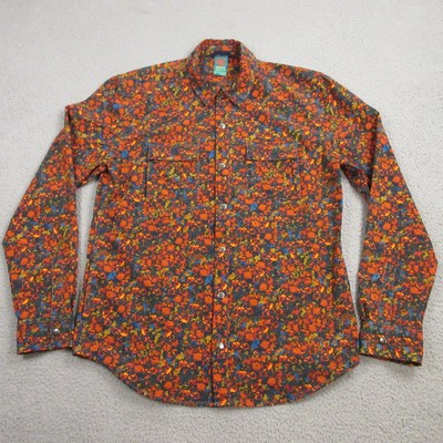 Without Wall Mens Stretch Snap Button Shirt size L Floral Print Nylon hiking