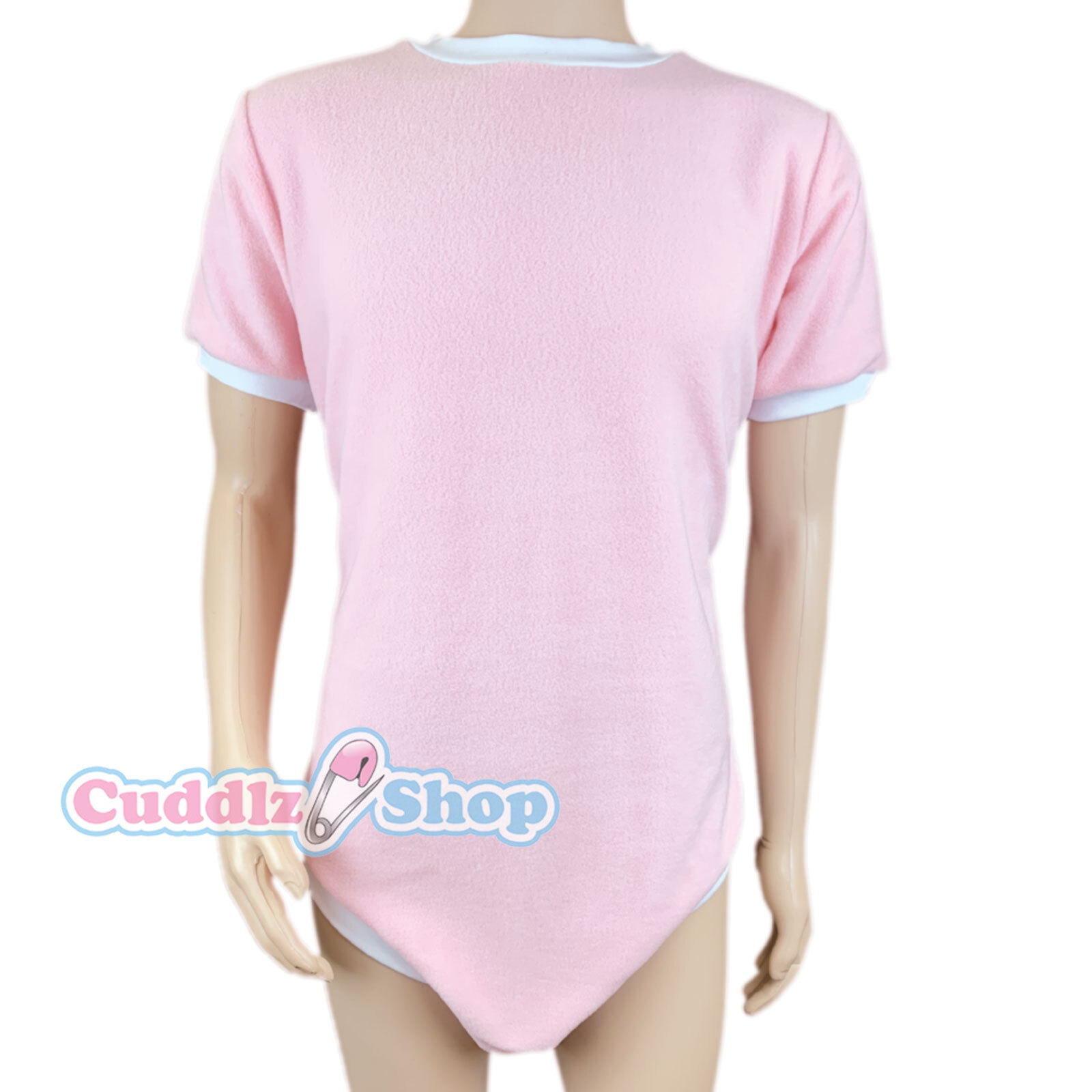 Cuddlz Baby Pink Fleece Zipped Adult Body Suit With Locking Zip Option