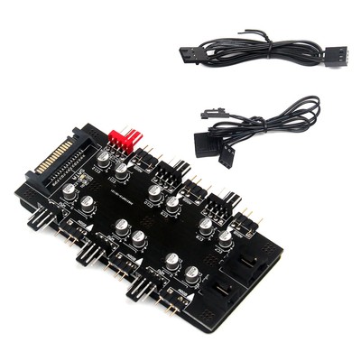 SATA 1 to 6 Way PWM /ARGB Device Expander 4Pin Cooling Fans Hub Splitter Card