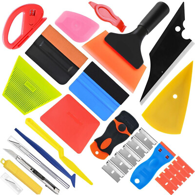 17PCS Car Window Tint Tools Kit Scraper Shank Squeegee Car Class Vinyl Wrap PRO
