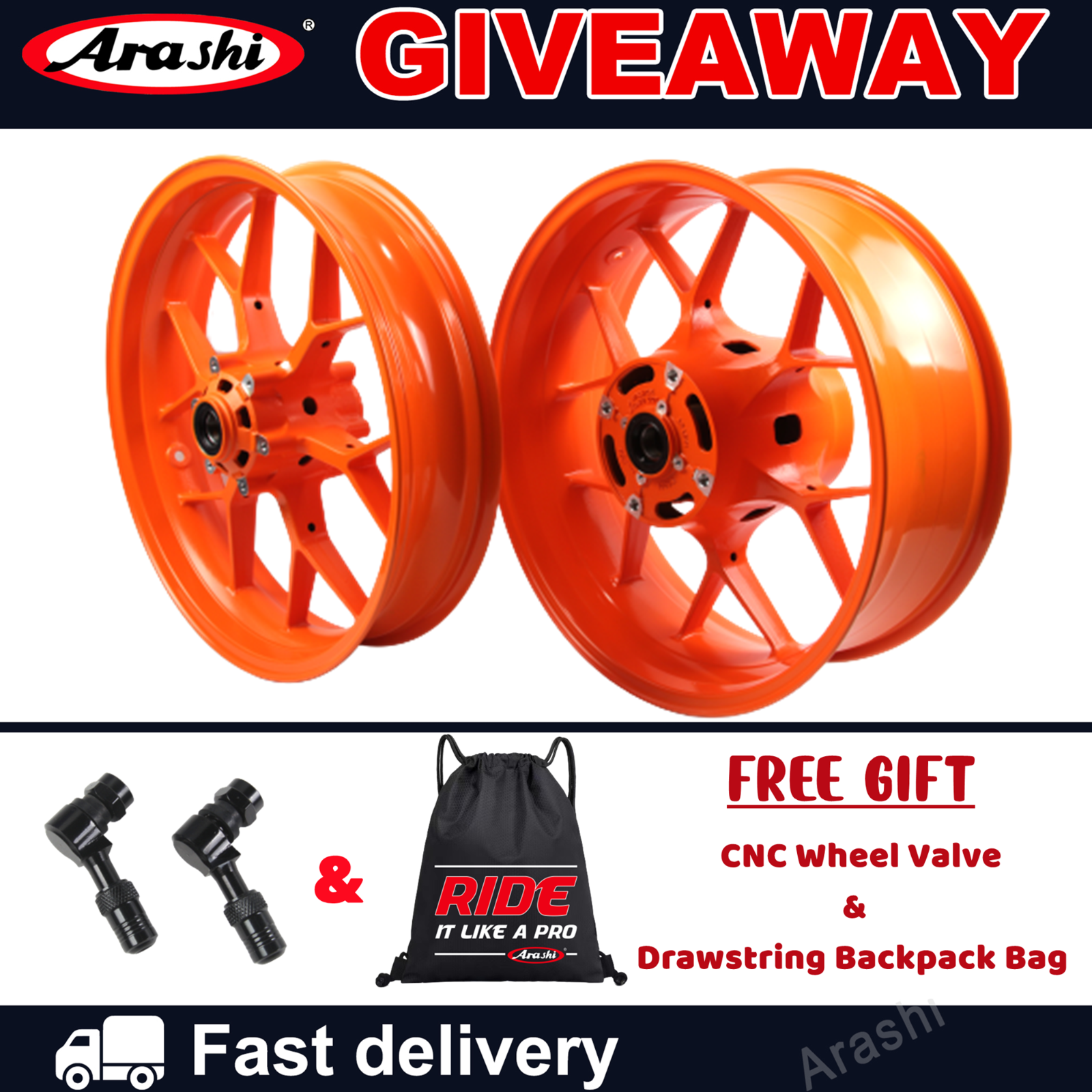 For Honda CBR600RR 2007 - 2022 Arashi Repsol Orange Rims