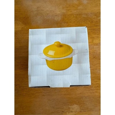 Michael Andrew Ceramic Small Yellow White Casserole Covered Dish Lid 4.25x2.25''
