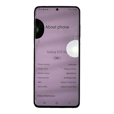 Samsung Galaxy S20 5G SM-G981U - 128GB - Cosmic Gray (Unlocked) (See screen)