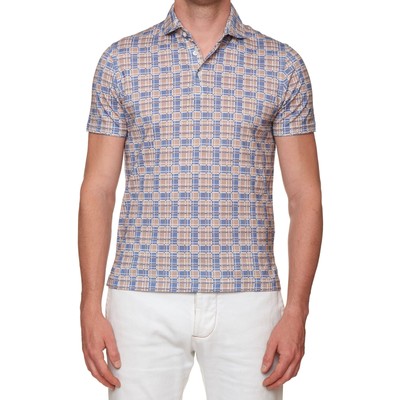 FEDELI for ERAL 55 ''Zero'' Multi-Color Plaid Cotton Jersey Polo Shirt EU 46 NEW U