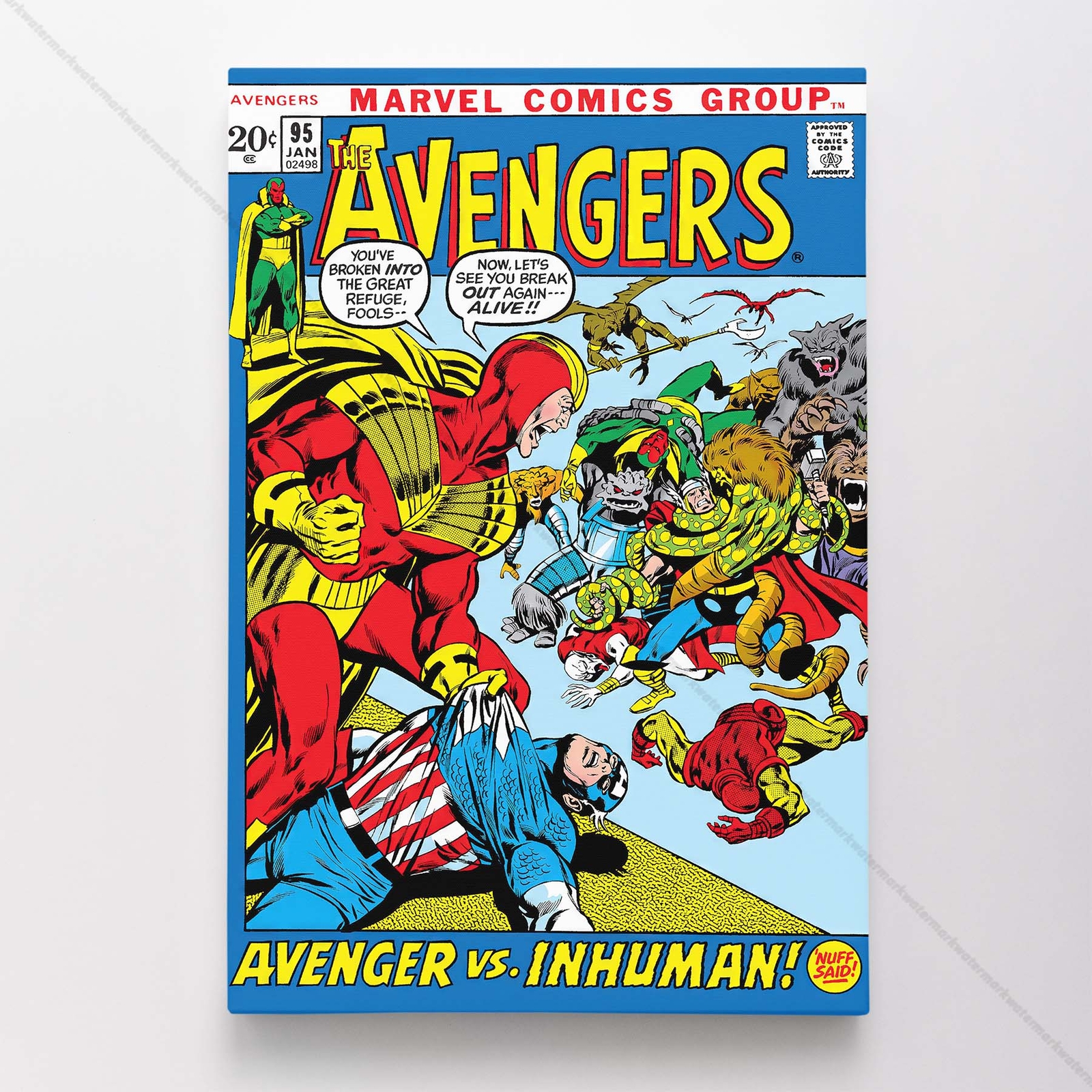 Avengers #95 Poster Canvas Mightiest Heroes Marvel Comic Book Art Print