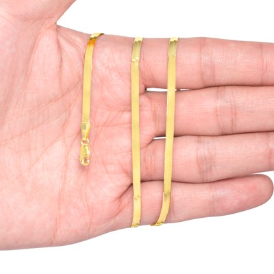 Pre-owned Nuragold 10k Yellow Gold Solid 3mm High Polish Herringbone Chain Womens Necklace 16"- 24"