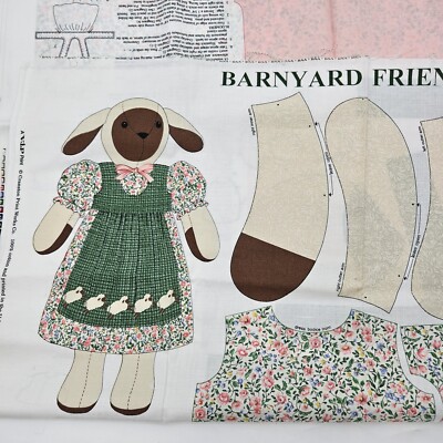 VIP Cranston Print Works Fabric Panel Miss Woolie Barnyard Friends Panel