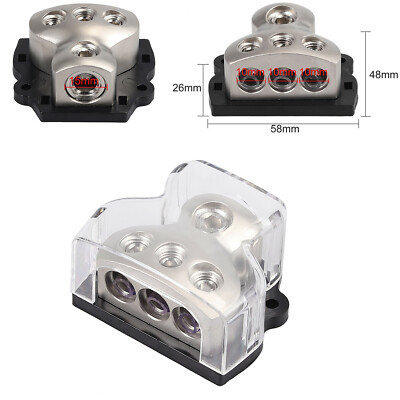 3Way Distribution Block Car Audio Power Wire Splitter 1*0 Gauge in 3*4 Gauge Out