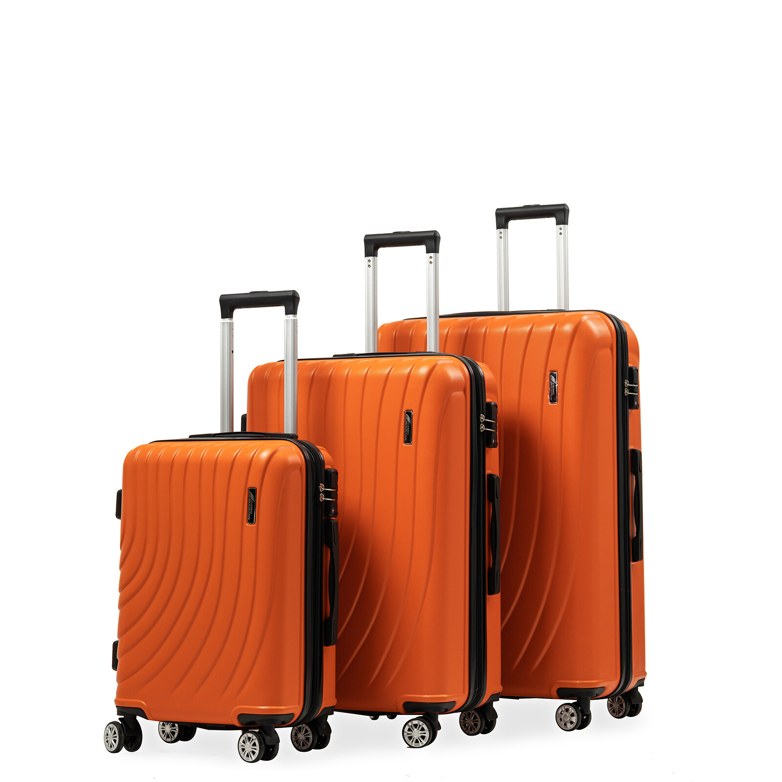 3PCS Luggage Set Durable ABS Suitcase Double Spinner Wheels Hardshell TSA Lock