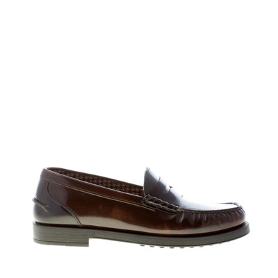 TOD'S women shoes brown green leather loafer penny bar XXW02I00010SHCZZBZ