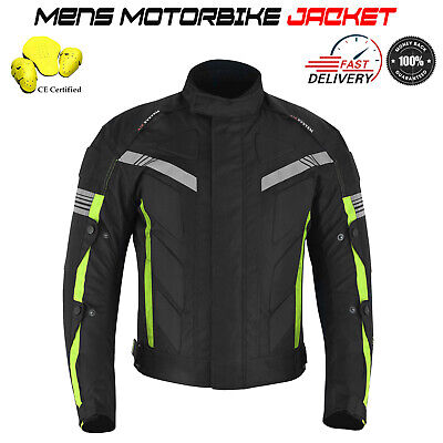 Black Motorcycle Jackets Motorbike Waterproof Cordura CE Armoured Racing Jacket