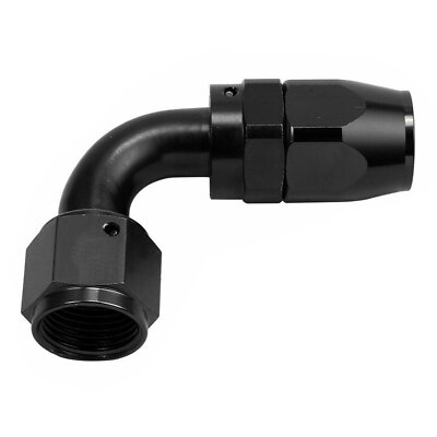 Universal AN6 Swivel Hose End Fitting Adaptor Oil/Fuel Line -6AN 90 Degree Black