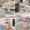 REBECAT 3 Tier Rolling Utility Cart with Drawer,Storage Cart,Rolling Cart for Kitchen,Bathroom,Living Room,Storage Organizer with Iron Wheels（Pink