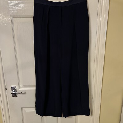 10 Dark Blue Wide Leg Trousers By Jaeger