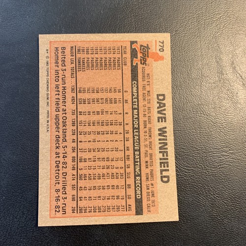B40 1983 Topps￼￼ #770 Dave Winfield New York Yankees￼