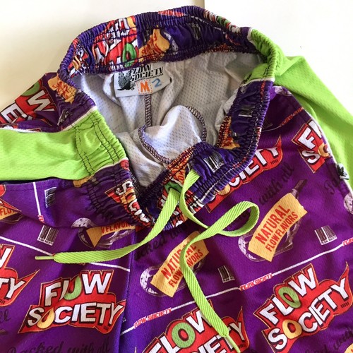 Flow Society Mens Purple Green Cereal Graphic Sports Lacrosse Shorts Size Medium