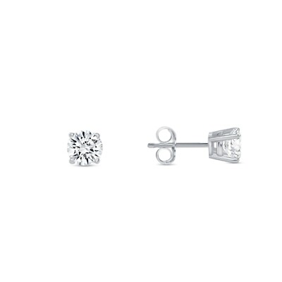 Pre-owned Shine Brite With A Diamond 3/4 Ct Round Lab Created Grown Diamond Earrings 950 Platinum D/vvs Basket Push In White/colorless