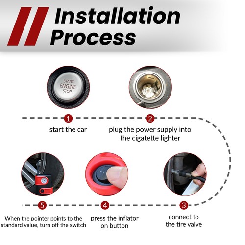 Mini Tire Inflator Car Air Pump Compressor Electric Portable Auto 12V Bike Gauge