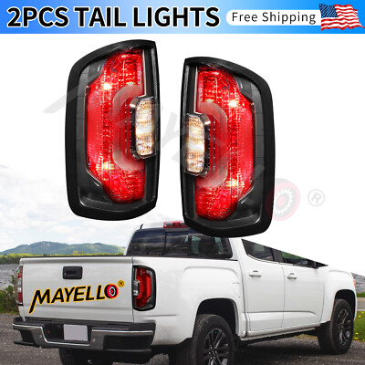 Black Tail Lights For 2015-2022 GMC Canyon/Chevy Colorado Driver+Passenger Side