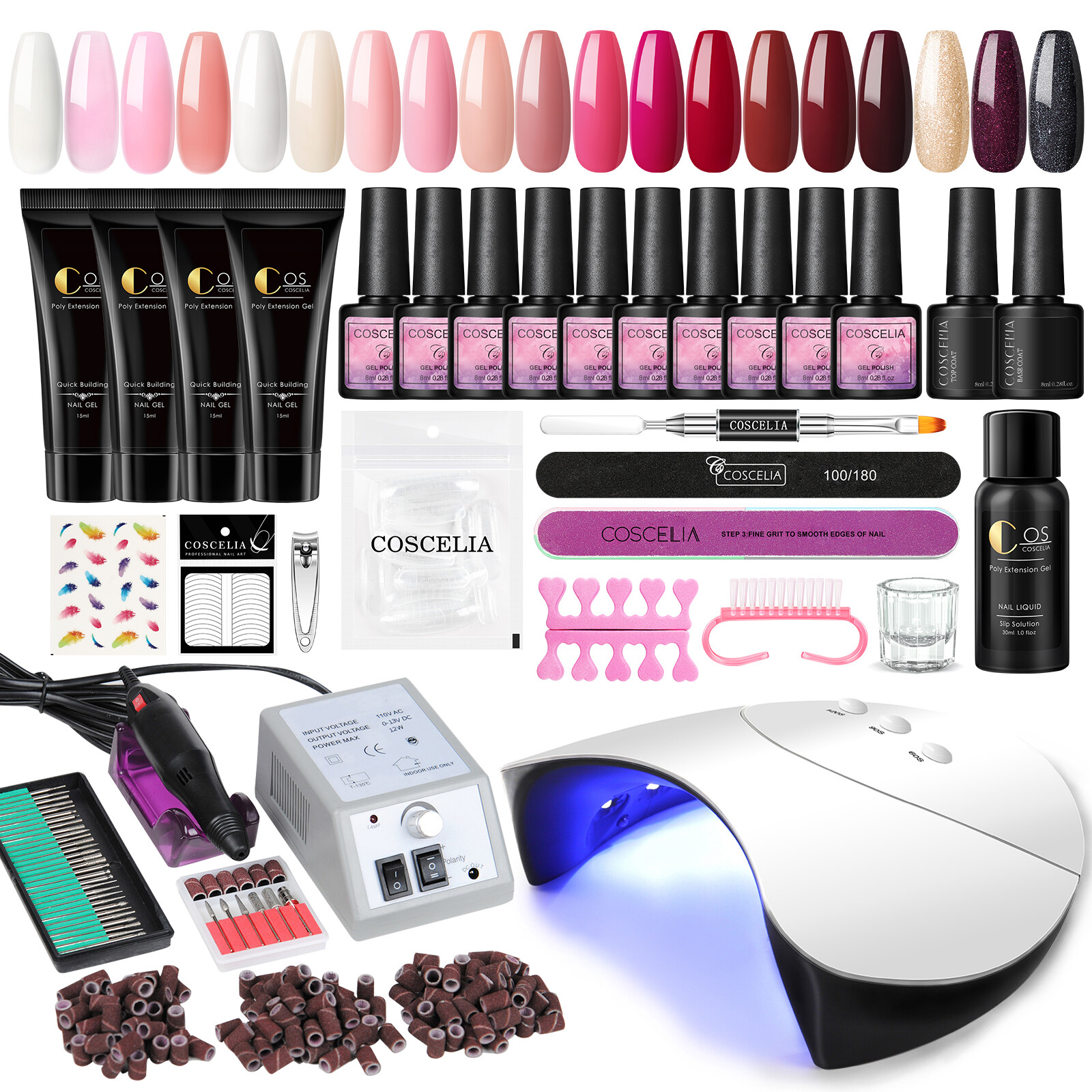 Complete Gel Nail Polish Set With Lamp Poly Gel Nail Set For Extension Nail Art