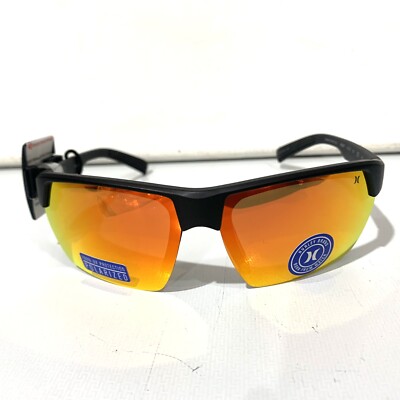 Men's Hurley Reef 70mm SemiRimless Polarized Sun glasses Black Orange HSMK1014PS