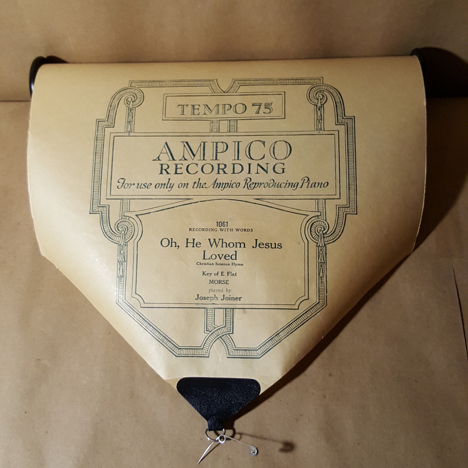 AMPICO Piano Roll: Oh He Whom Jesus Loved (with Words) - Charles Morse 1061-E