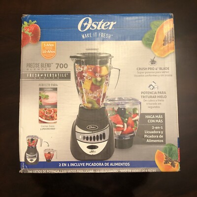 Oster  Precise Blend 700 Blender w/ 3-Cup Food Chopper 12 Speeds 6 Cup Glass Jar
