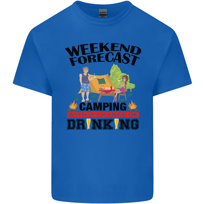 Camping Weekend Forecast Funny Alcohol Beer Mens Cotton T-Shirt Tee Top