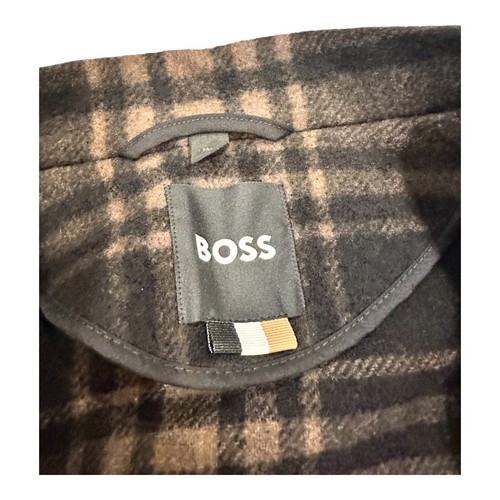 Pre-owned Hugo Boss C-cam Relaxed Fit Wool Overcoat Dark Green/brown Size 38r $795